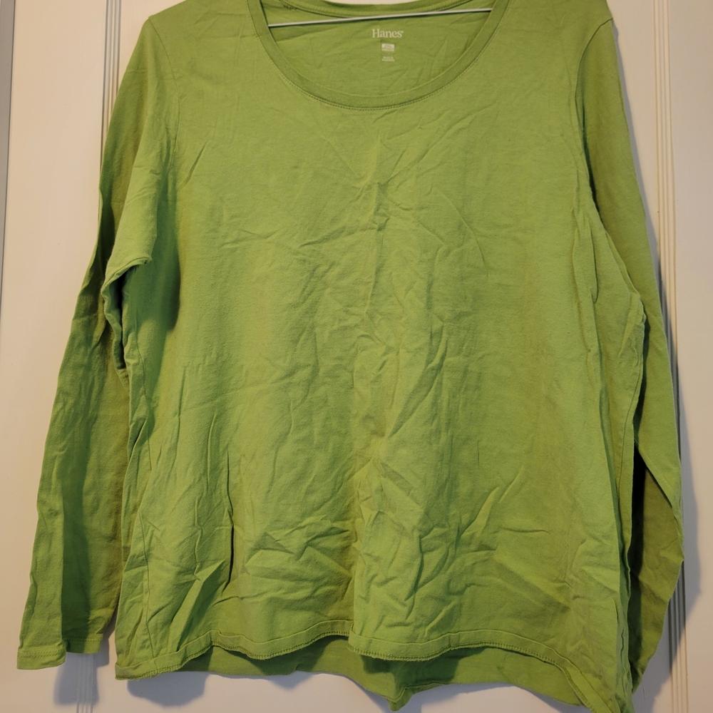 Hanes Light Green Long Sleeve Top